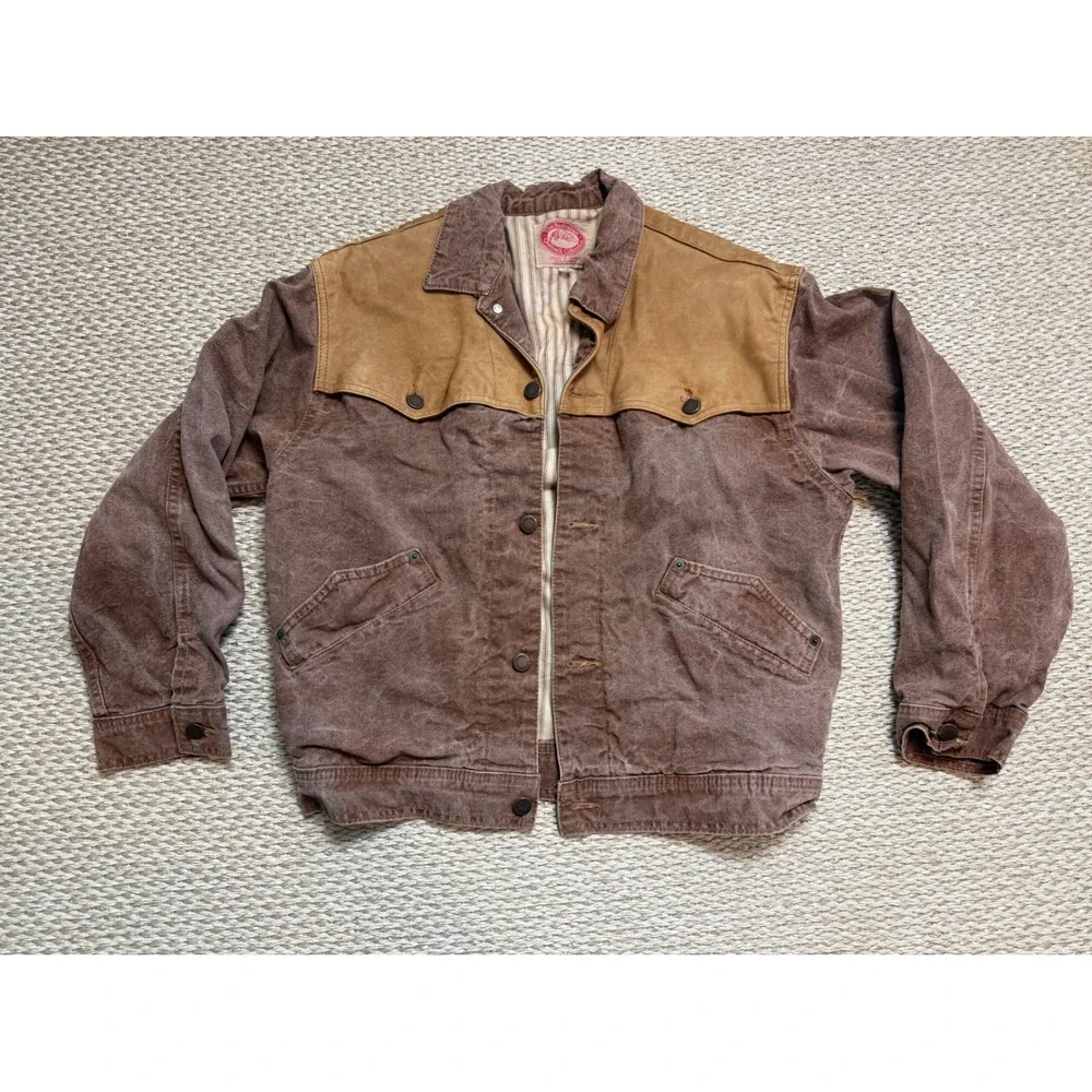 Australian Outback‎ bomber vintage Brown Canvas Western Jacket Leather S/P